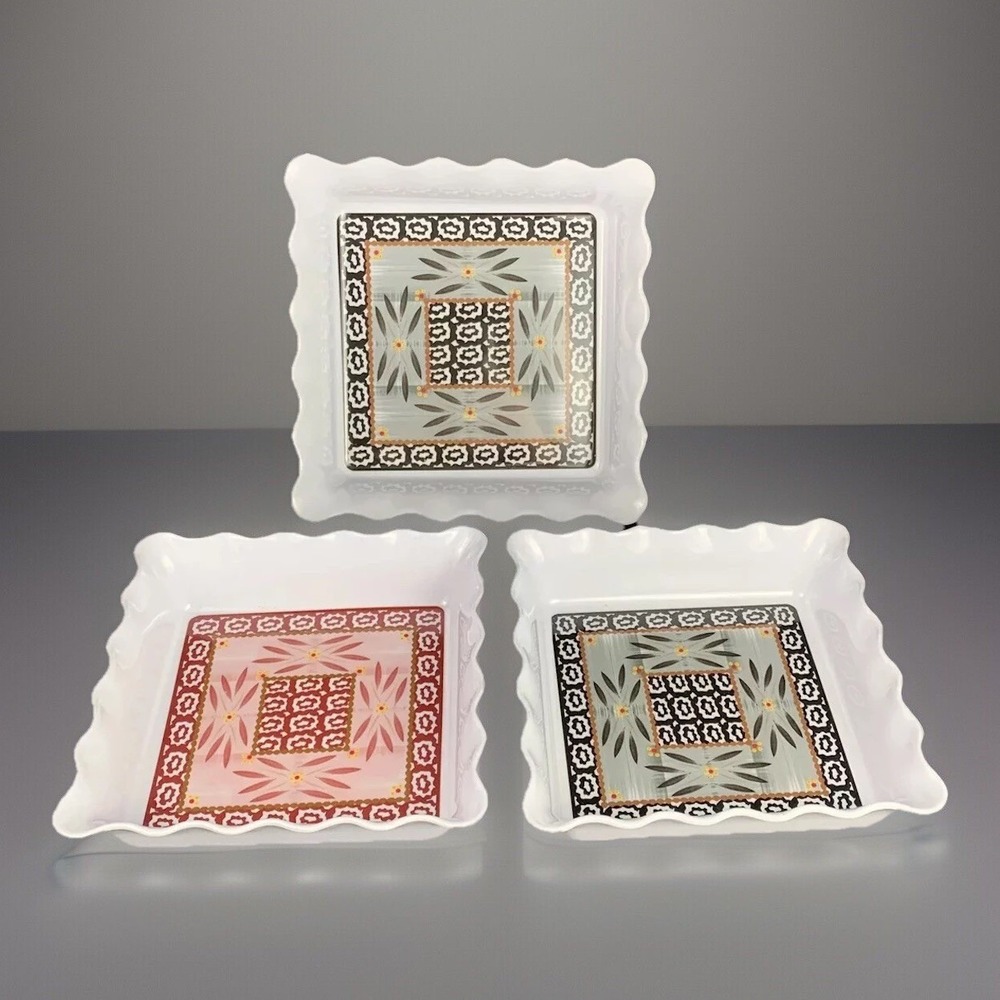 Temptations by Tara Melamine Appetizer Dessert Plates Ruffle Edge Stack Set of 3